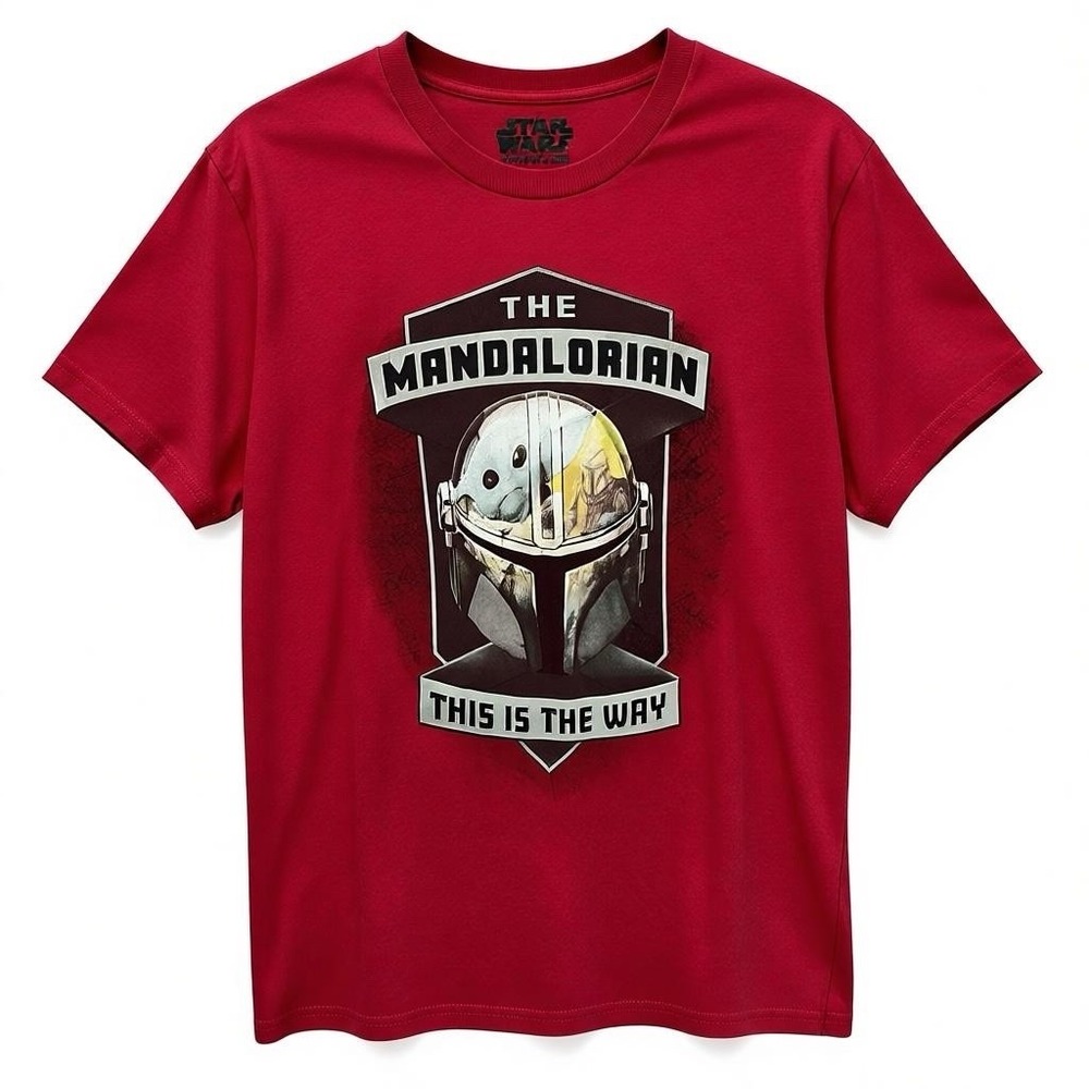 Star Wars The Mandalorian This Is The Way Red Short Sleeve Tee Shirt Sz Lg
